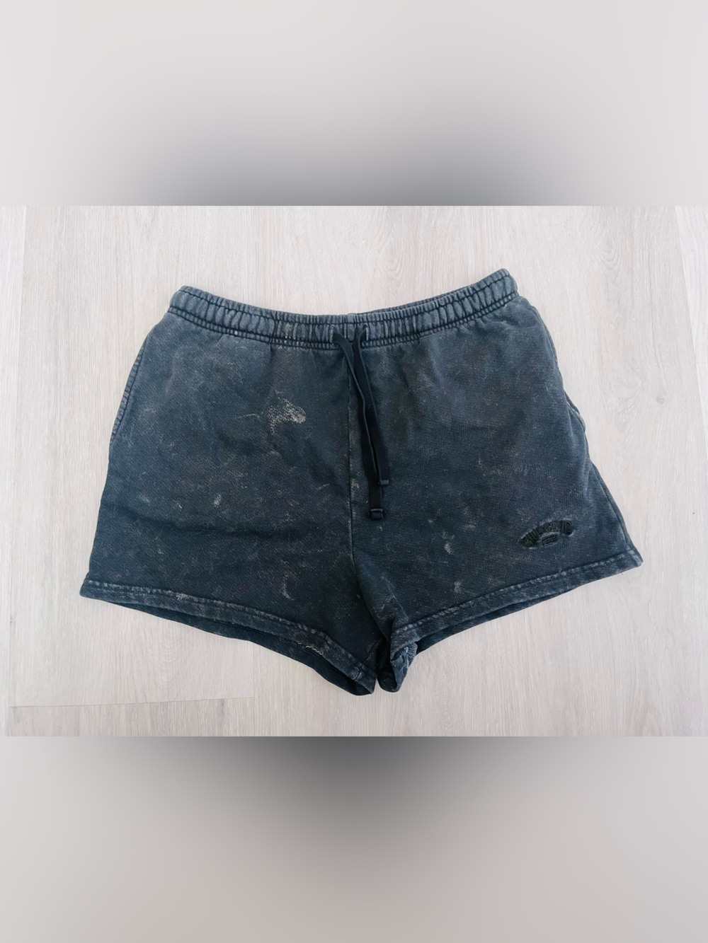 BILLABONG acid washed black sweat shorts